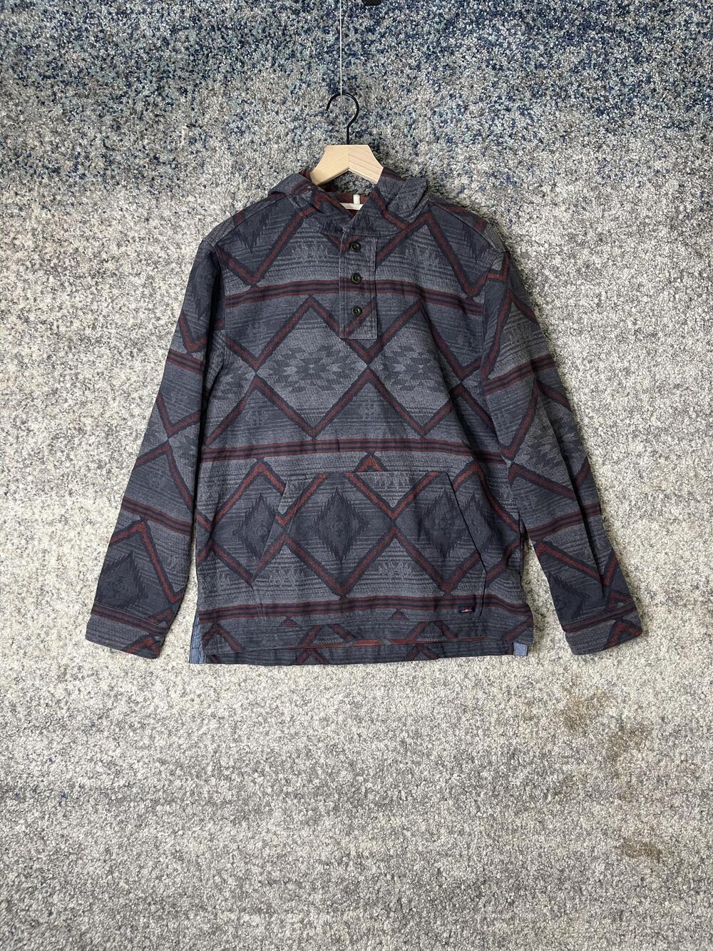 Faherty Pullover Hoodie Mens Medium Southwest Aztec Pattern Button Up